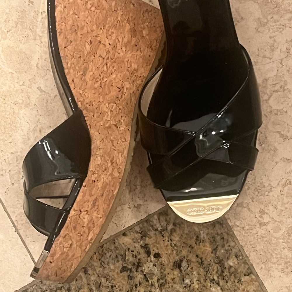 Black Jimmy Choo wedge heels